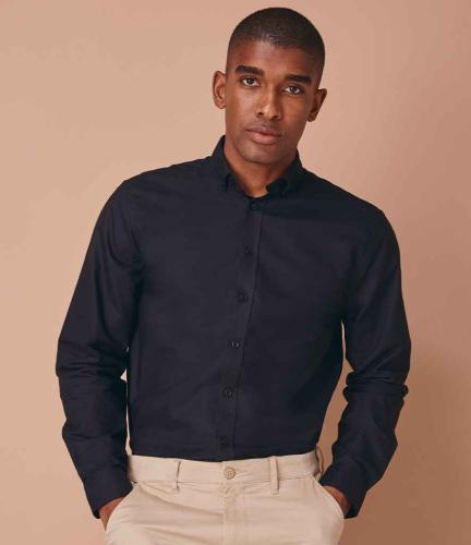 Henbury Modern Long Sleeve Classic Fit Oxford Shirt - BLK - M